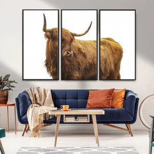 Highland Cow Wall Art Canvas Print – Framed Farmhouse Rustic