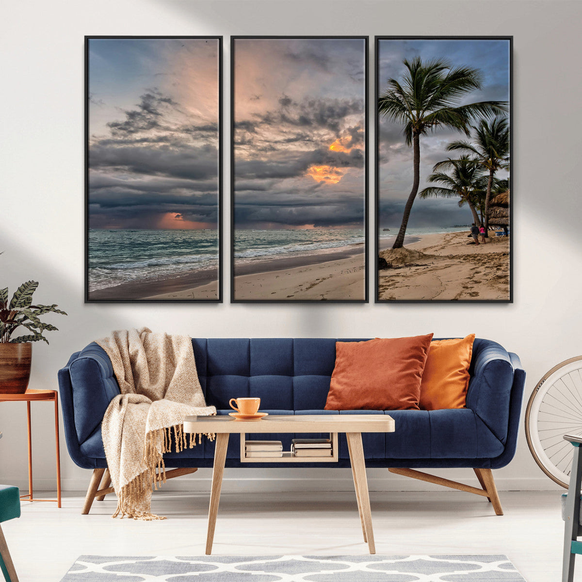 Tropical Storm Wall Art Canvas Print – Framed Moody Beach