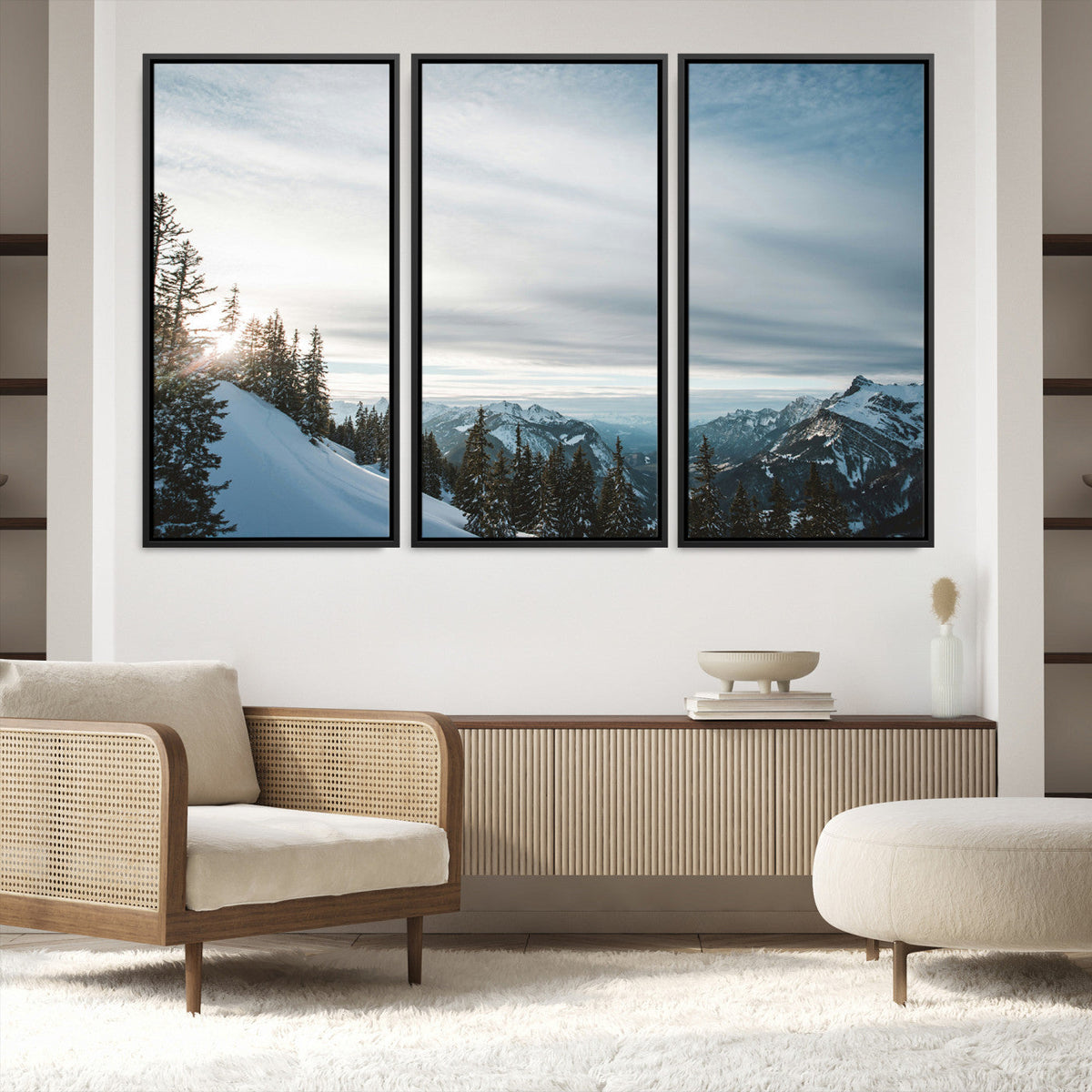 Snowy Mountain Wall Art Canvas Print – Frosty Peaks Alpine