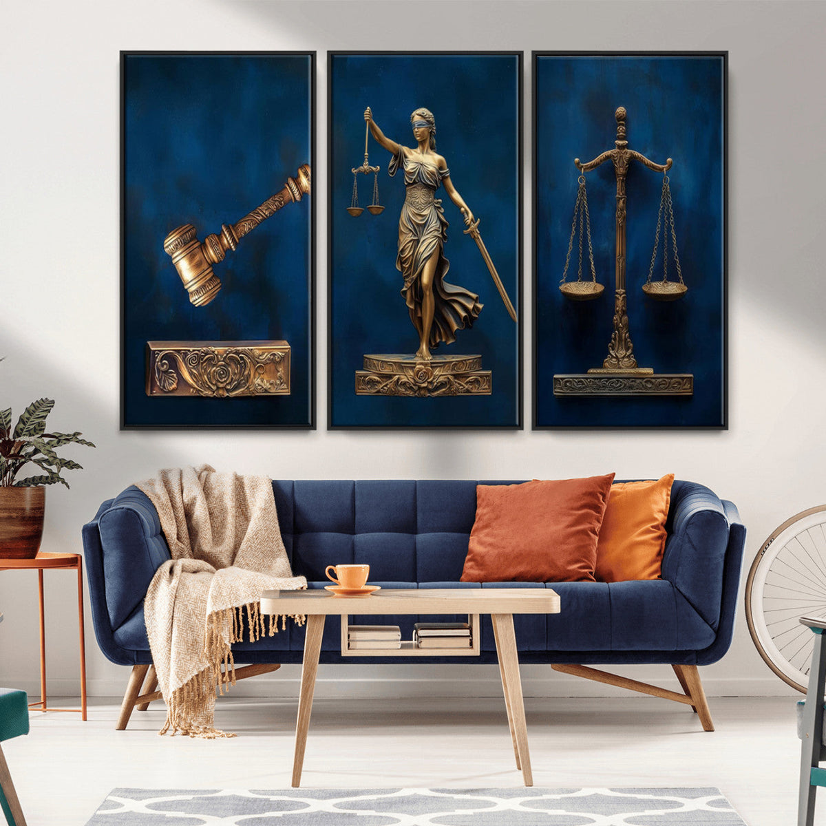 Lady Justice Wall Art Canvas Print – Elegant Gold Legal