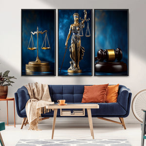 Lady Justice Wall Art Canvas Print – Elegant Gold Legal