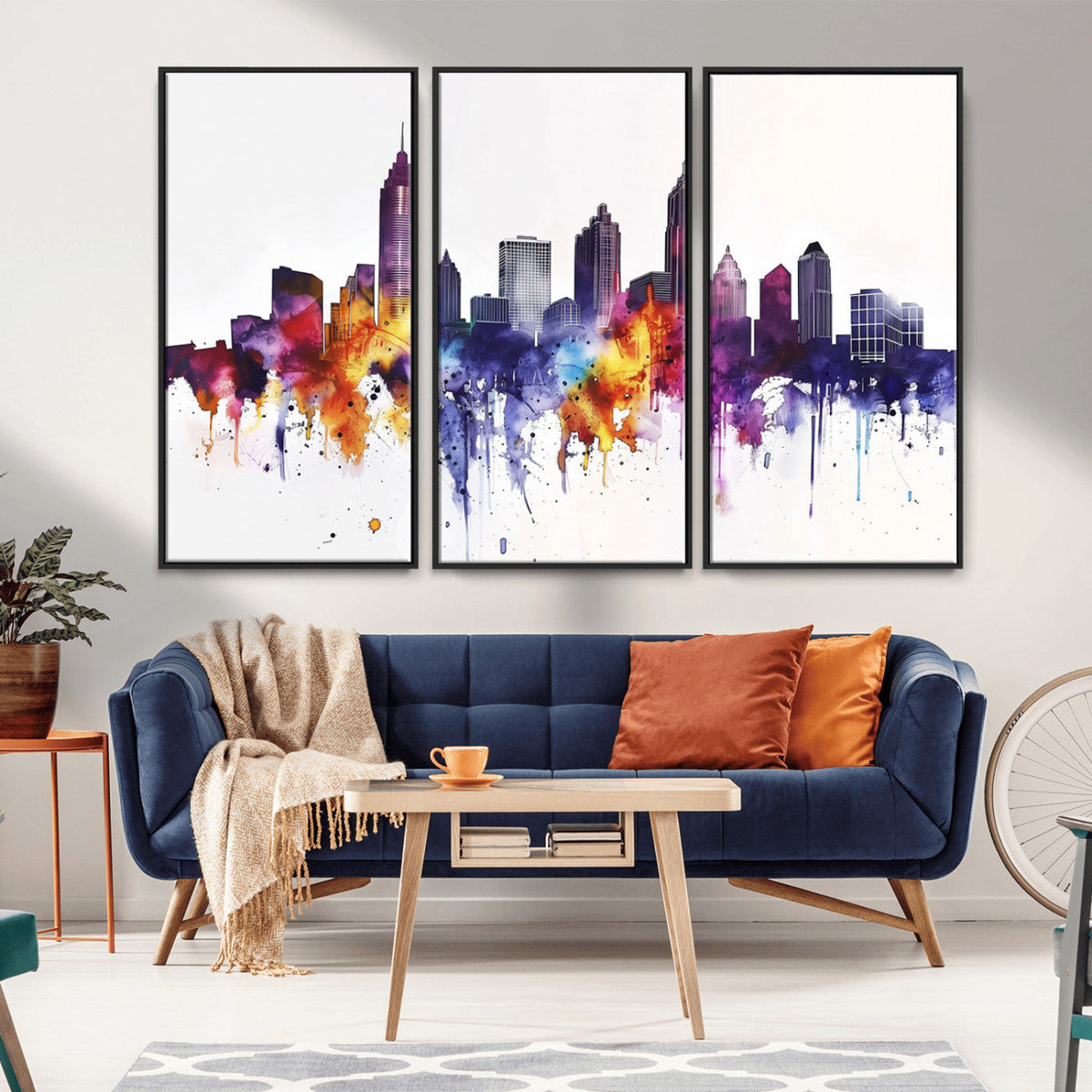 Atlanta Skyline Wall Art Canvas Print – Framed Colorful