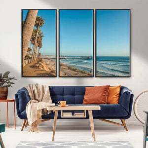 Scenic Beach Wall Art Canvas Print – Tall Palm Trees, Sandy