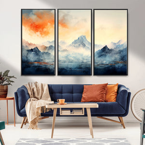 Warm Clouds Abstract Mountain Wall Art Canvas Print