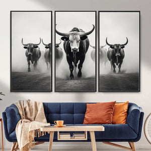Texas Longhorn Wall Art Canvas Print, Framed Speckled Cow