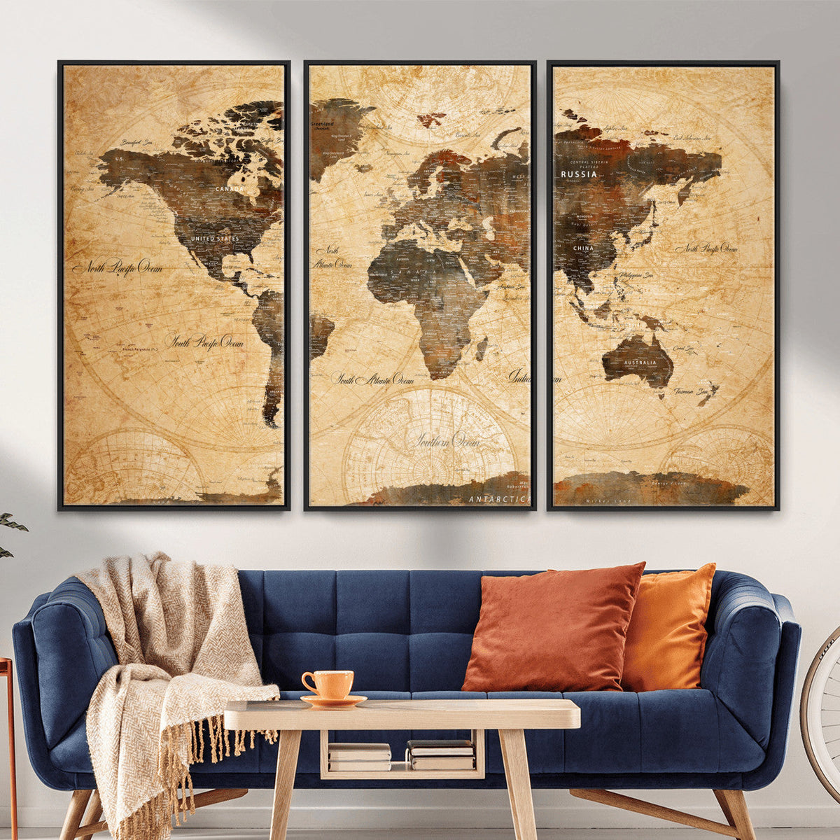 Push Pin World Map Canvas Print – Travel Tracker Wall Art