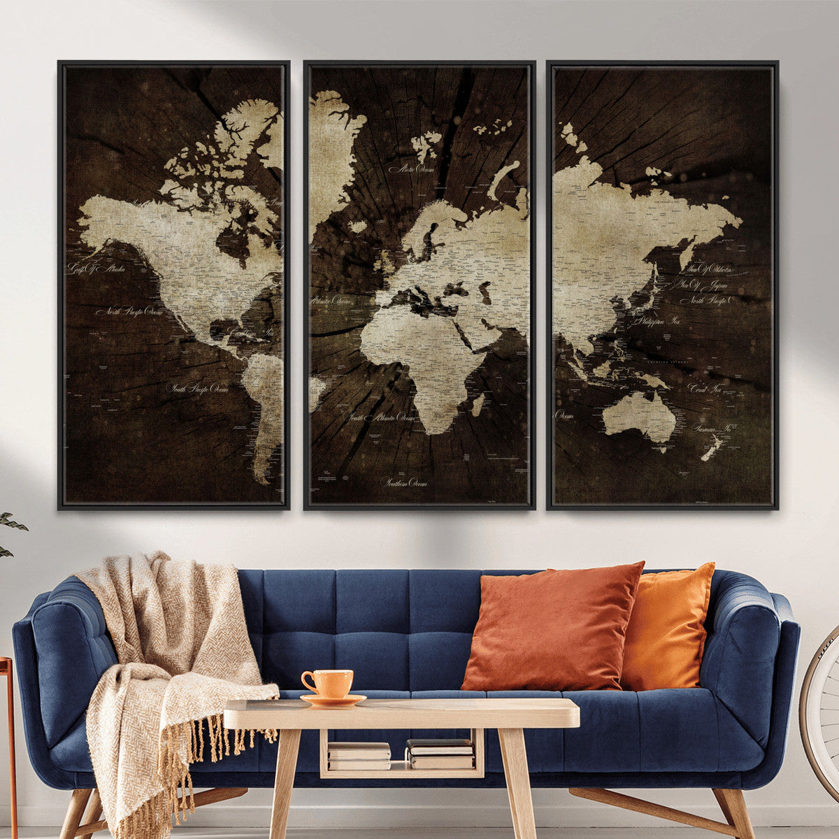 World Map Wall Art Canvas Print – Framed Travel Map Wall Art