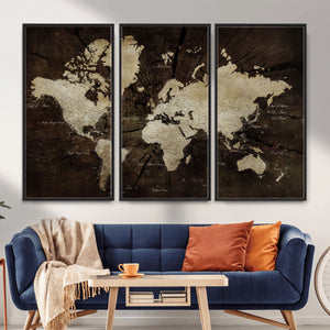 World Map Wall Art Canvas Print – Framed Travel Map Wall Art