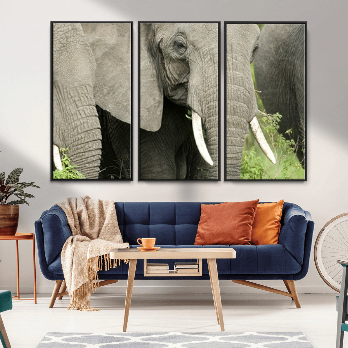 Wild Elephant Wall Art Canvas Print
