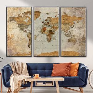World Map Canvas Print – Detailed Map of the World Wall Art