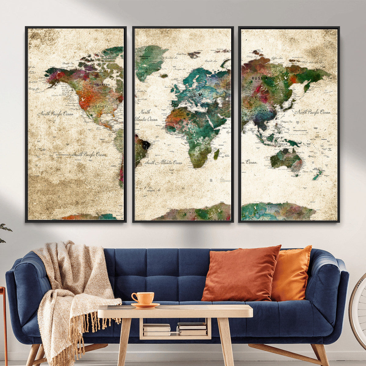 World Map Canvas Print – Framed Detailed Map of the World