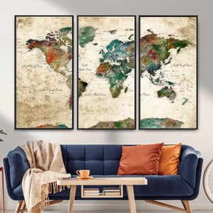 World Map Canvas Print – Framed Detailed Map of the World