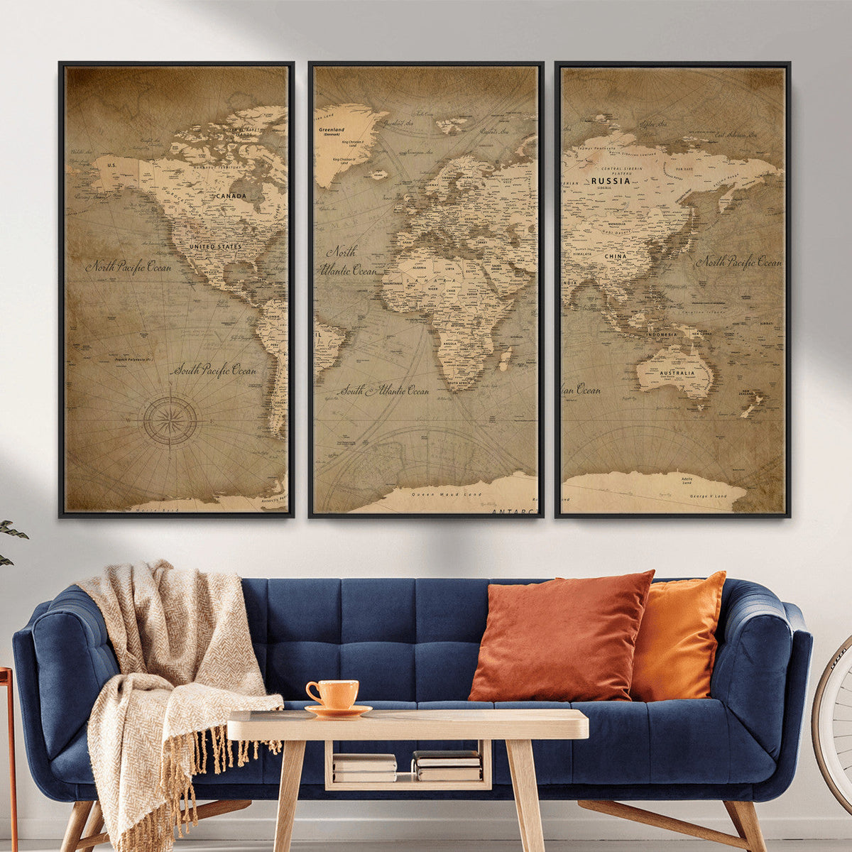World Map Canvas Print – Framed Travel Map Wall Art for