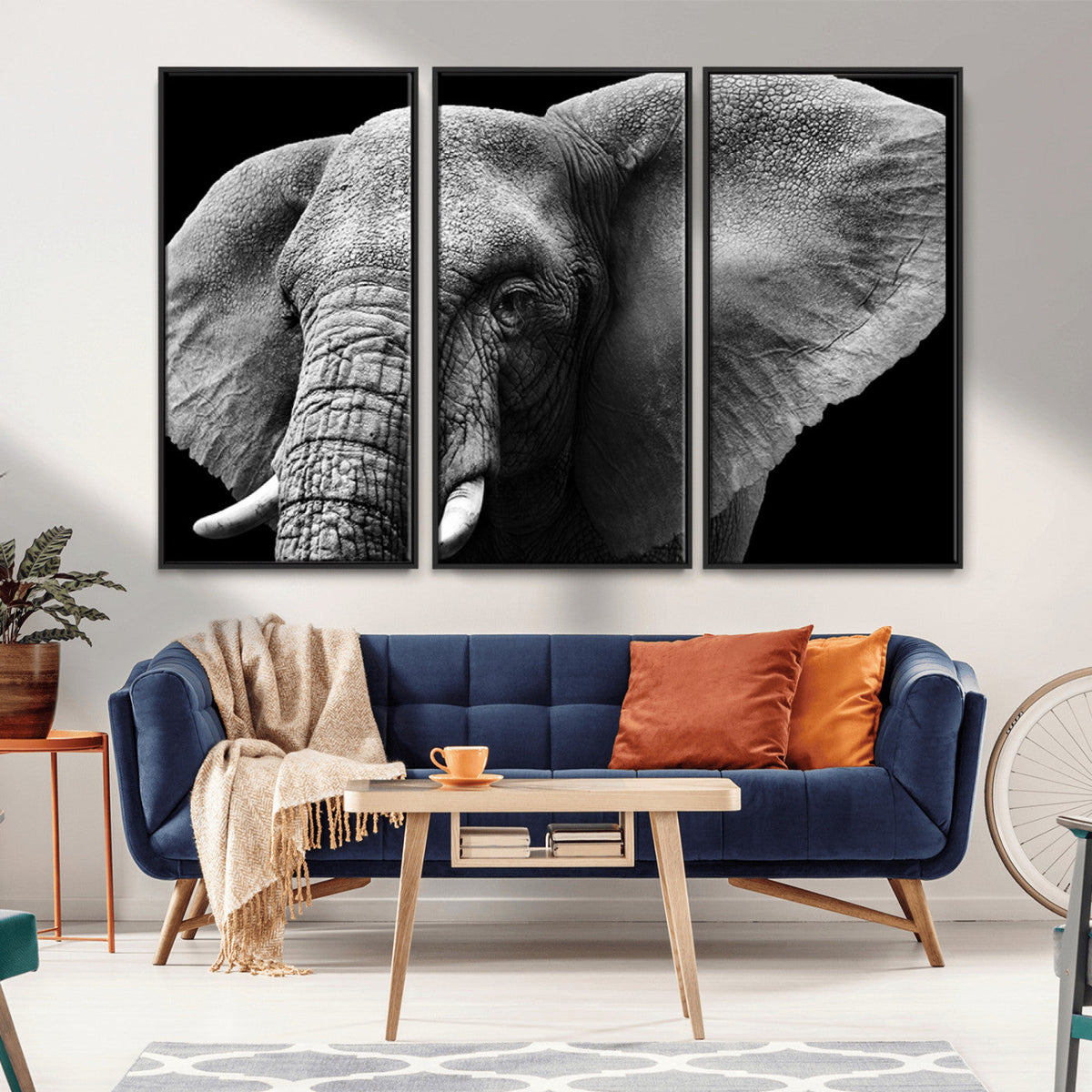 Big Elephant Close Up Wall Art Canvas Print