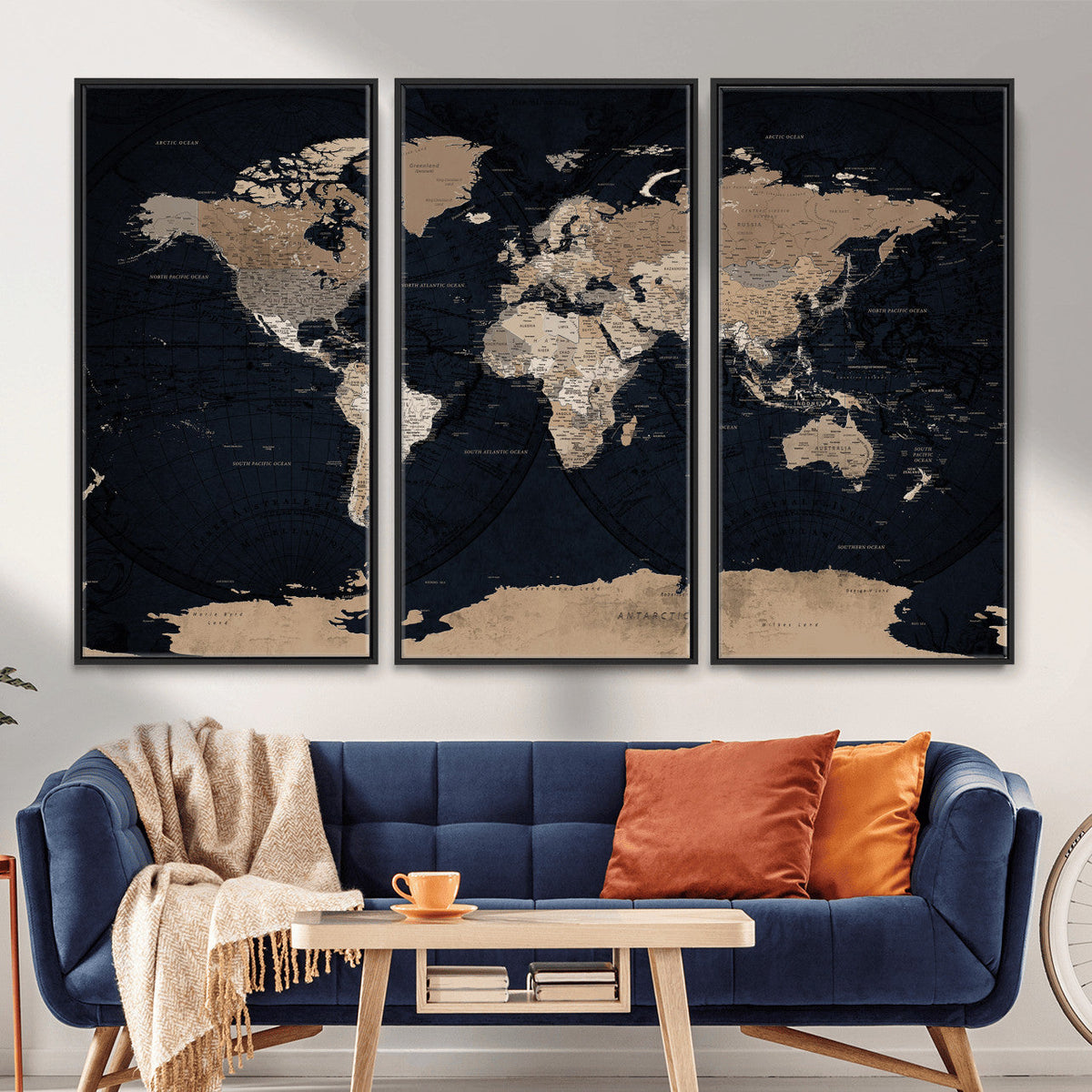 Grunge Wall Art World Map Canvas Print