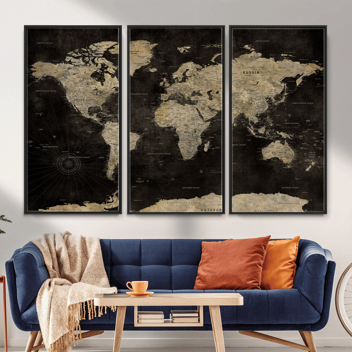 Push Pin World Map Canvas Wall Art Print, Interactive Travel