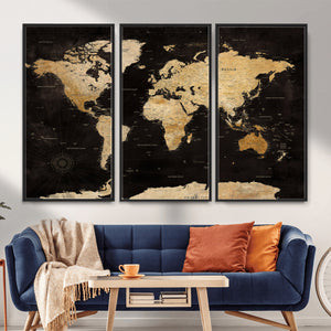 Extra Large World Map Canvas Print – Detailed Map Classic