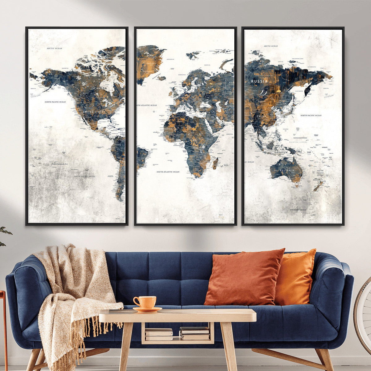 World Map Wall Art Canvas Print for Office Wall Decor