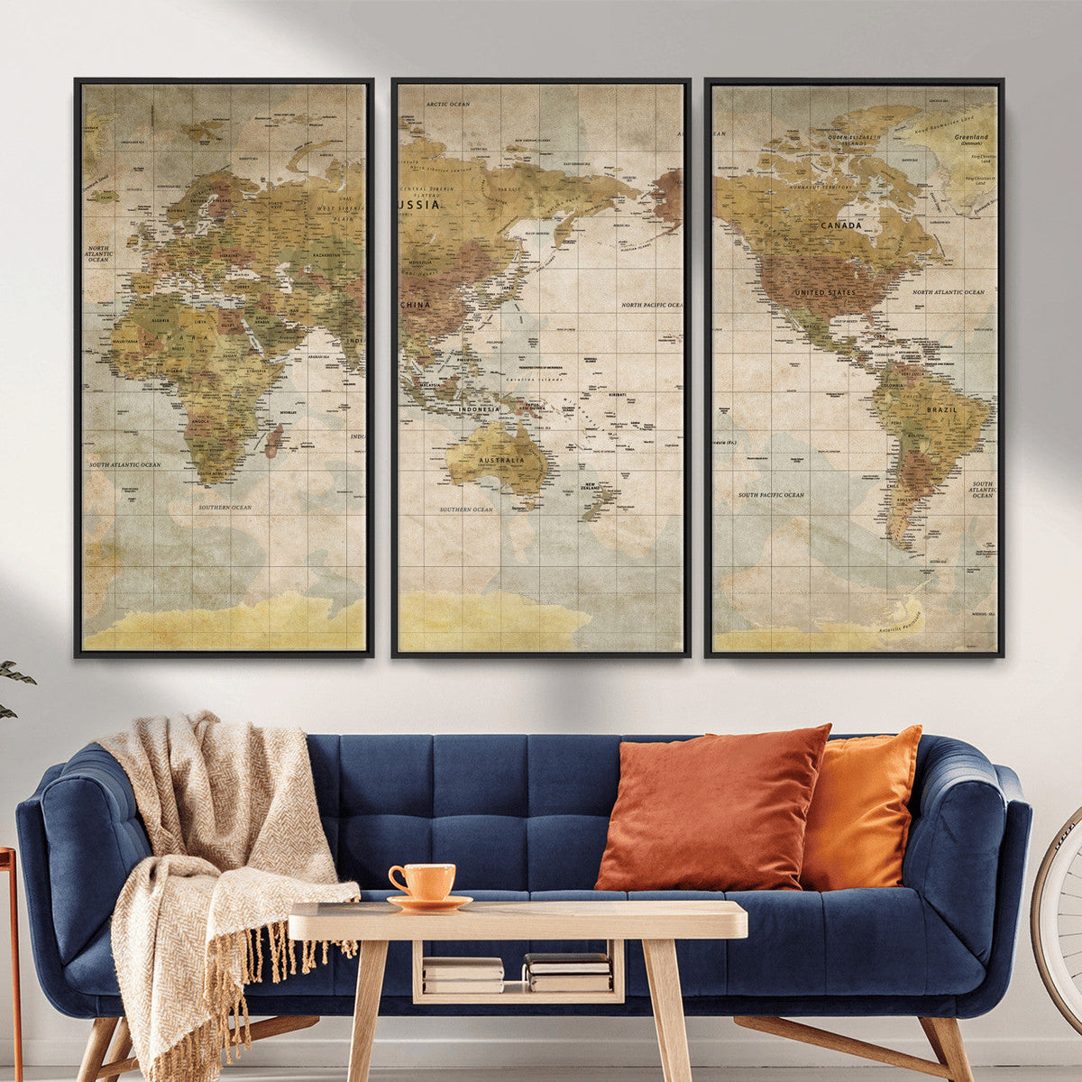 World Map Canvas Print – Detailed Map of the World Wall Art