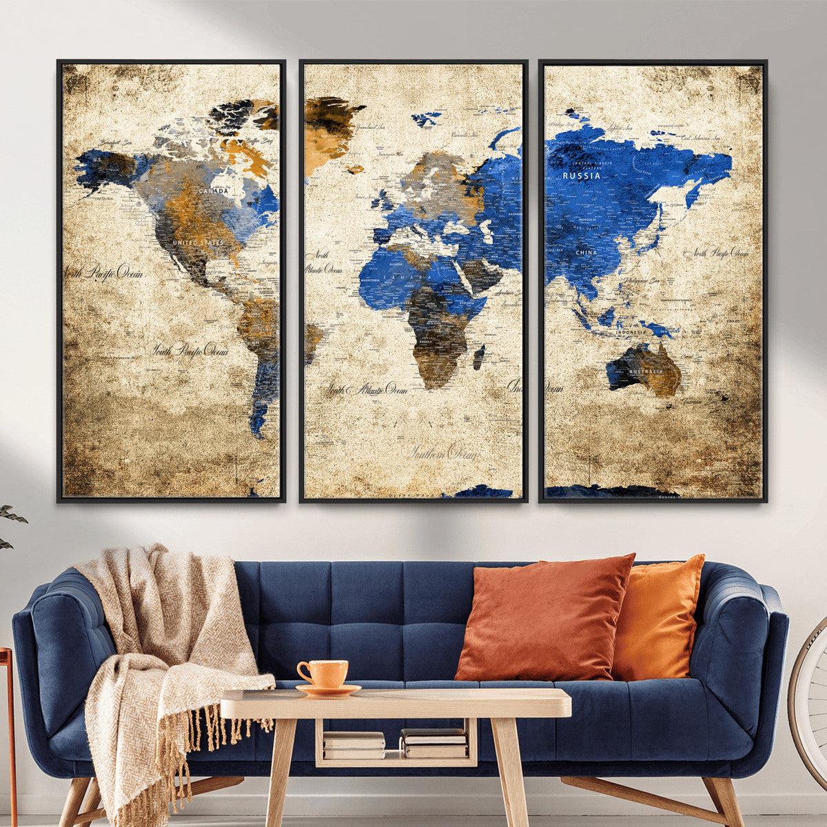 World Map Canvas Print – Colorful Abstract Travel Map,