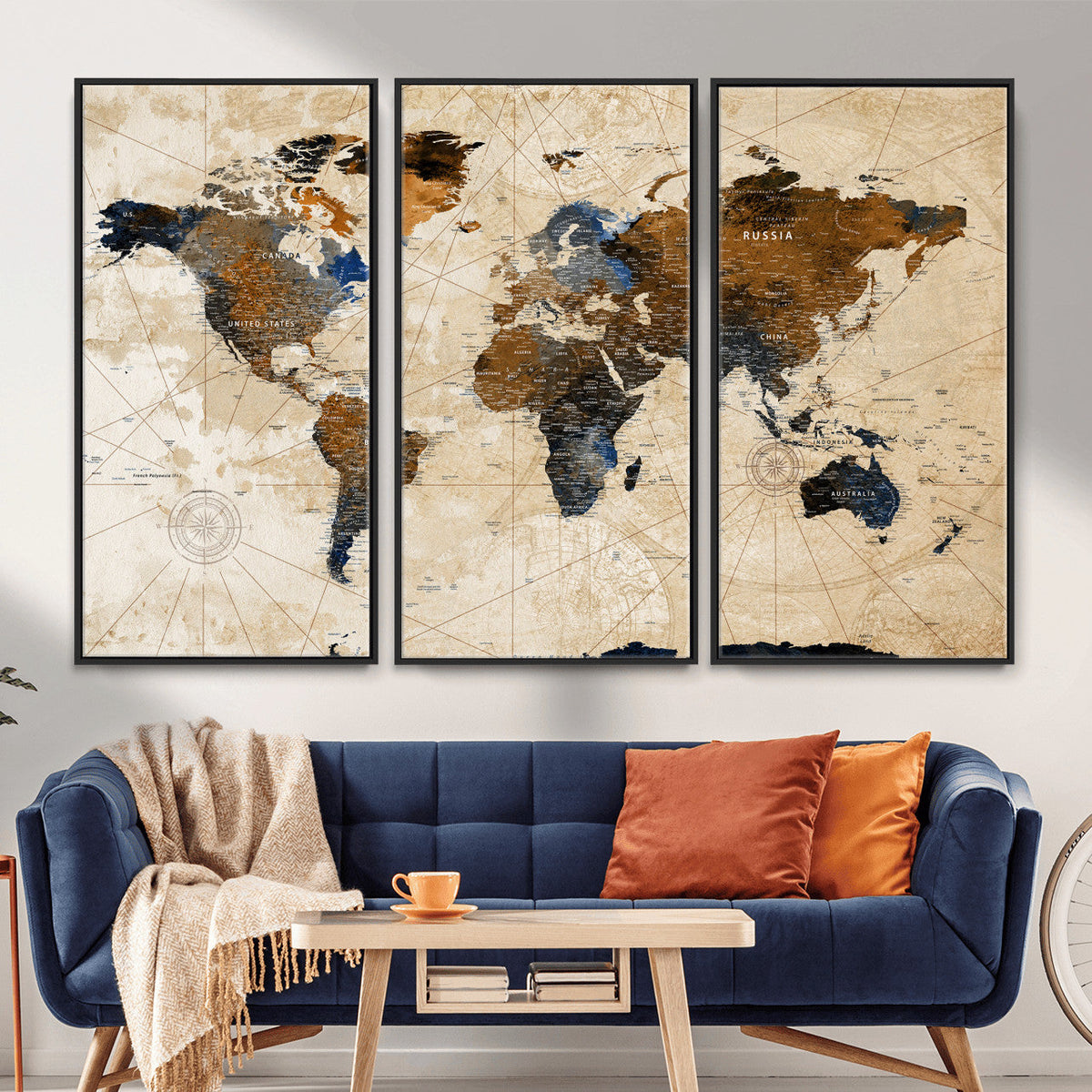 World Map Canvas Print – Framed Travel Map Wall Art for