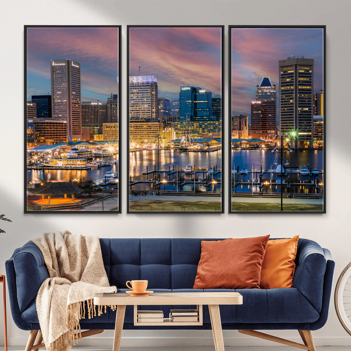 Baltimore Skyline Wall Art Canvas Print, Baltimore Downtown