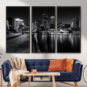 Boston Wall Art Canvas Print, Boston City Downtown Night