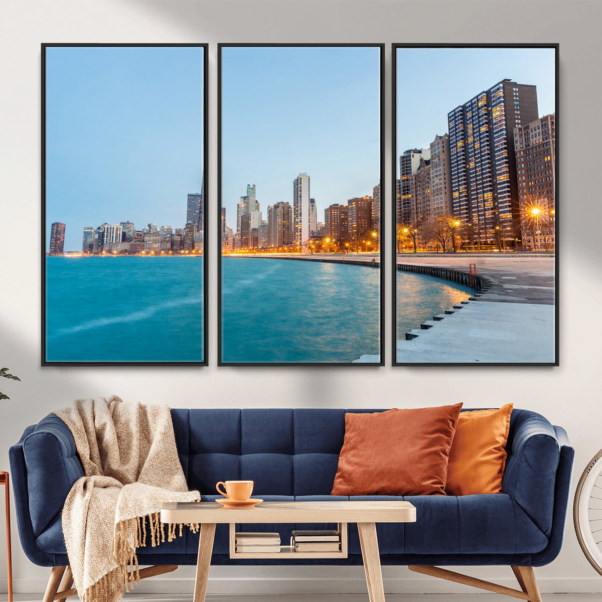 Chicago Wall Art Canvas Print, Chicago City Downtown Night