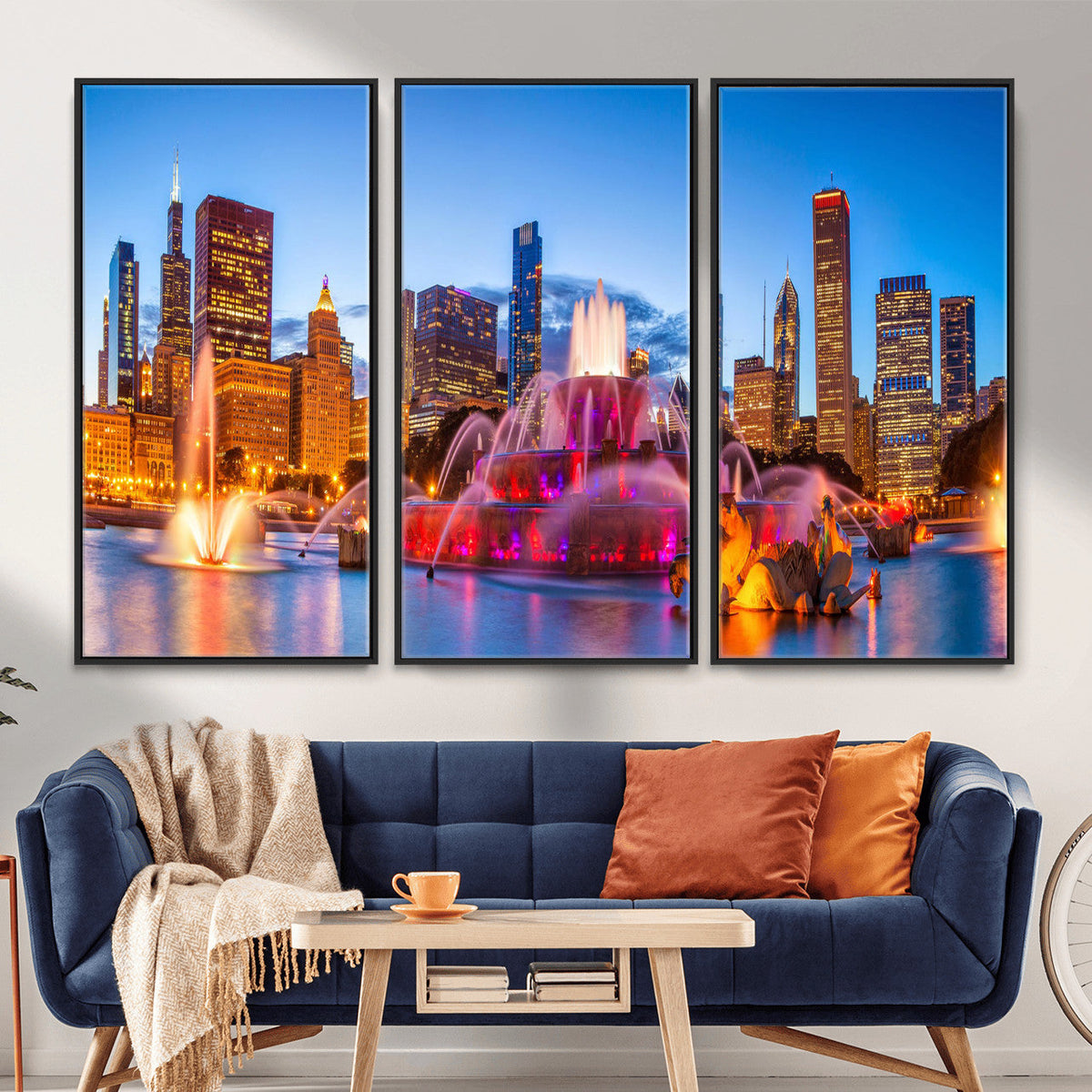 Chicago Wall Art Canvas Print, Chicago City Downtown Night