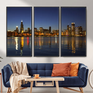 Chicago Wall Art Canvas Print - Chicago City Downtown Night