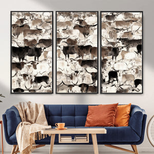 Abstract Texas Longhorn Print - Longhorn Herd Print for