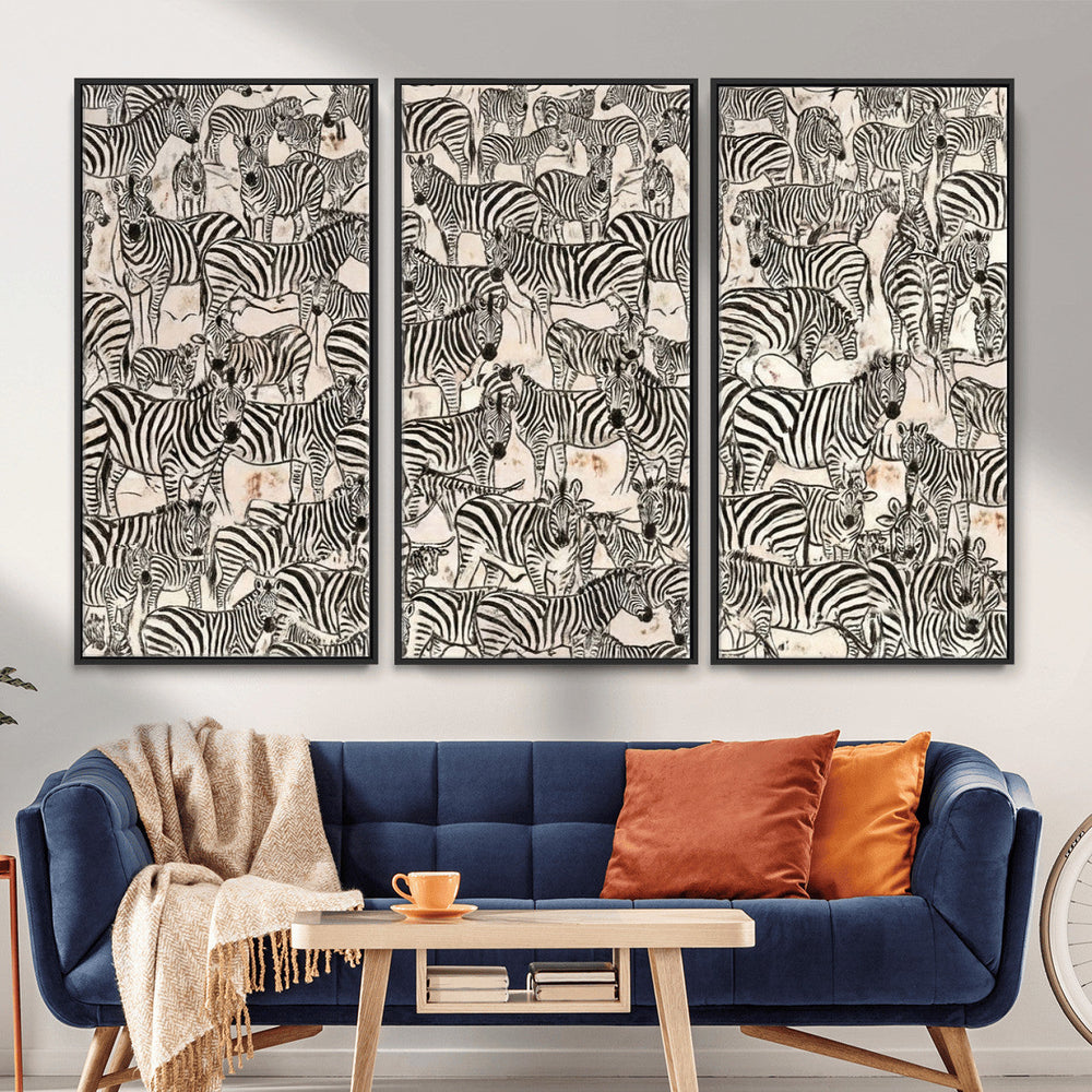 Abstract Zebra Wall Art Canvas Print for Farmhouse Decor