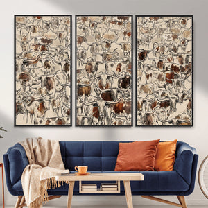 Abstract Longhorn Wall Art Canvas Print - Farm Animal