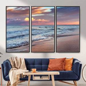 Ocean Sunset Wall Art Canvas Print – Coastal Beach