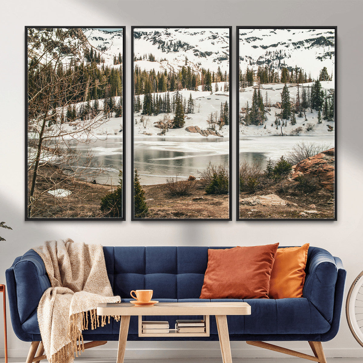 Snowy Mountain Landscape Wall Art Canvas Print, Alpine Pine