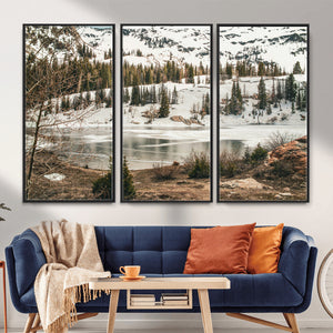 Snowy Mountain Landscape Wall Art Canvas Print, Alpine Pine