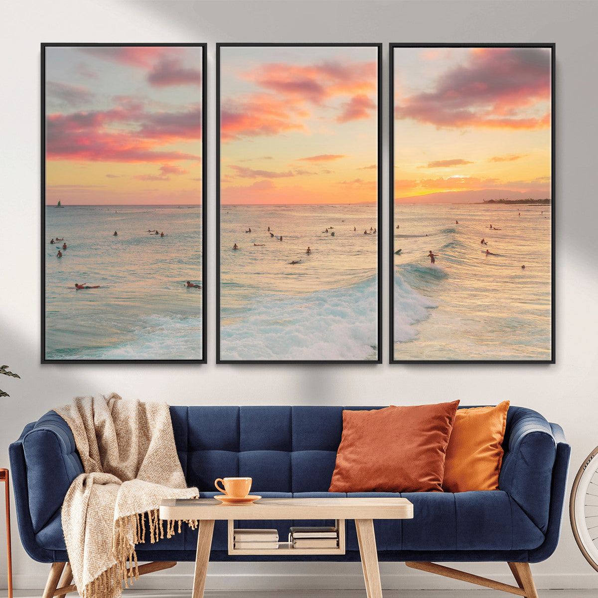 Sunset Beach Wall Art Canvas Print – Soft Coastal