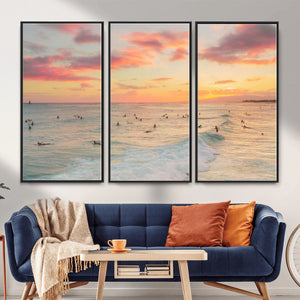 Sunset Beach Wall Art Canvas Print – Soft Coastal