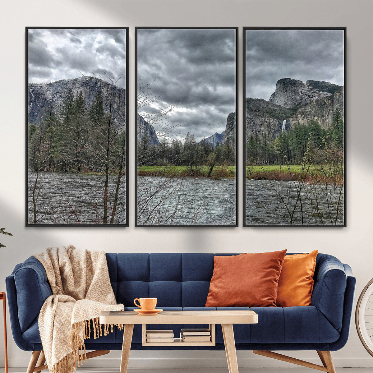 Yosemite Valley River Wall Art Canvas Print, Granite Cliffs