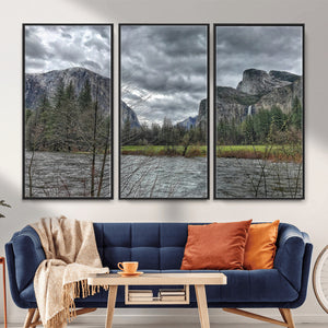 Yosemite Valley River Wall Art Canvas Print, Granite Cliffs