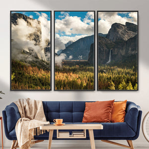 Yosemite Valley River Wall Art Canvas Print