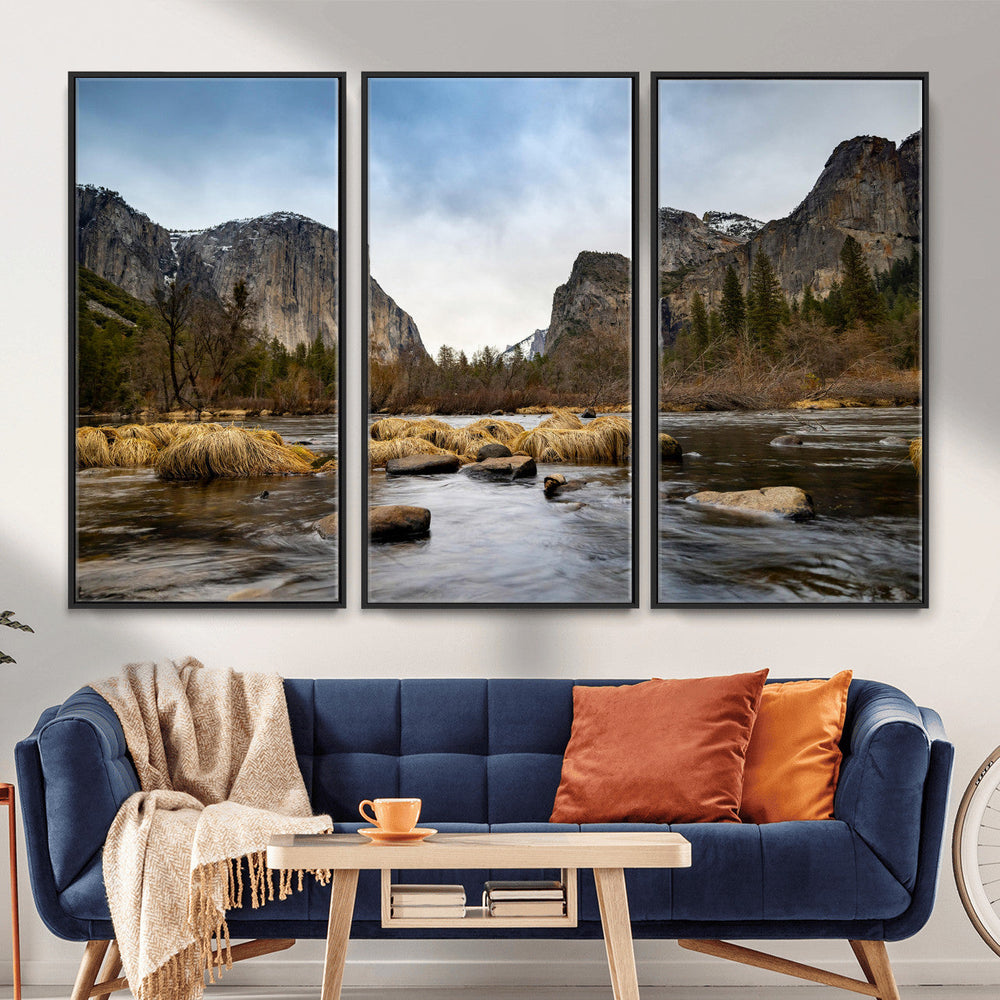 Yosemite Valley Mountain Landscape Wall Art Canvas Print,