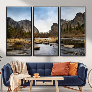 Yosemite Valley Mountain Landscape Wall Art Canvas Print,