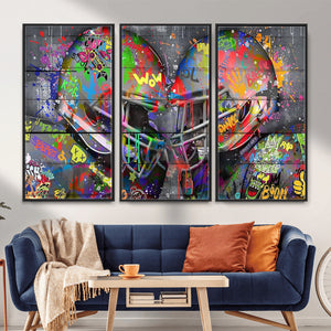 Graffiti Football Helmets Wall Art Canvas Print, Urban