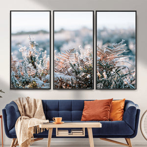 Frosted Fern Wall Art Canvas Print, Soft Winter Botanical