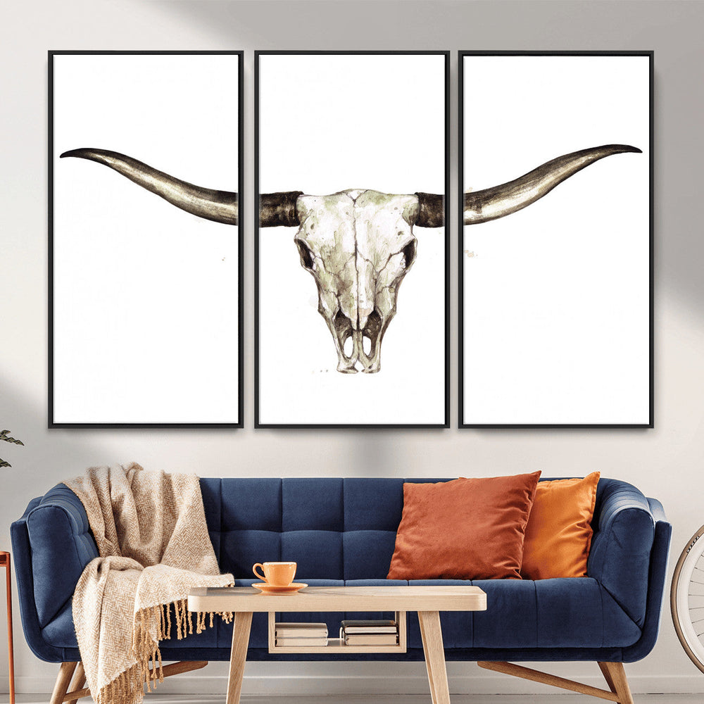 Longhorn Skull Wall Art Canvas Print – Rustic Western