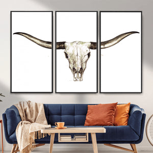 Longhorn Skull Wall Art Canvas Print – Rustic Western
