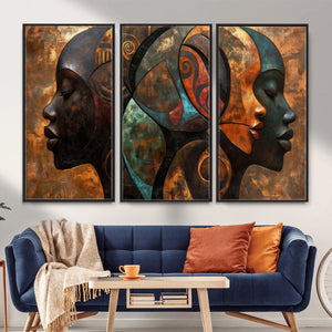 Abstract Afro American Women Wall Art Canvas Print