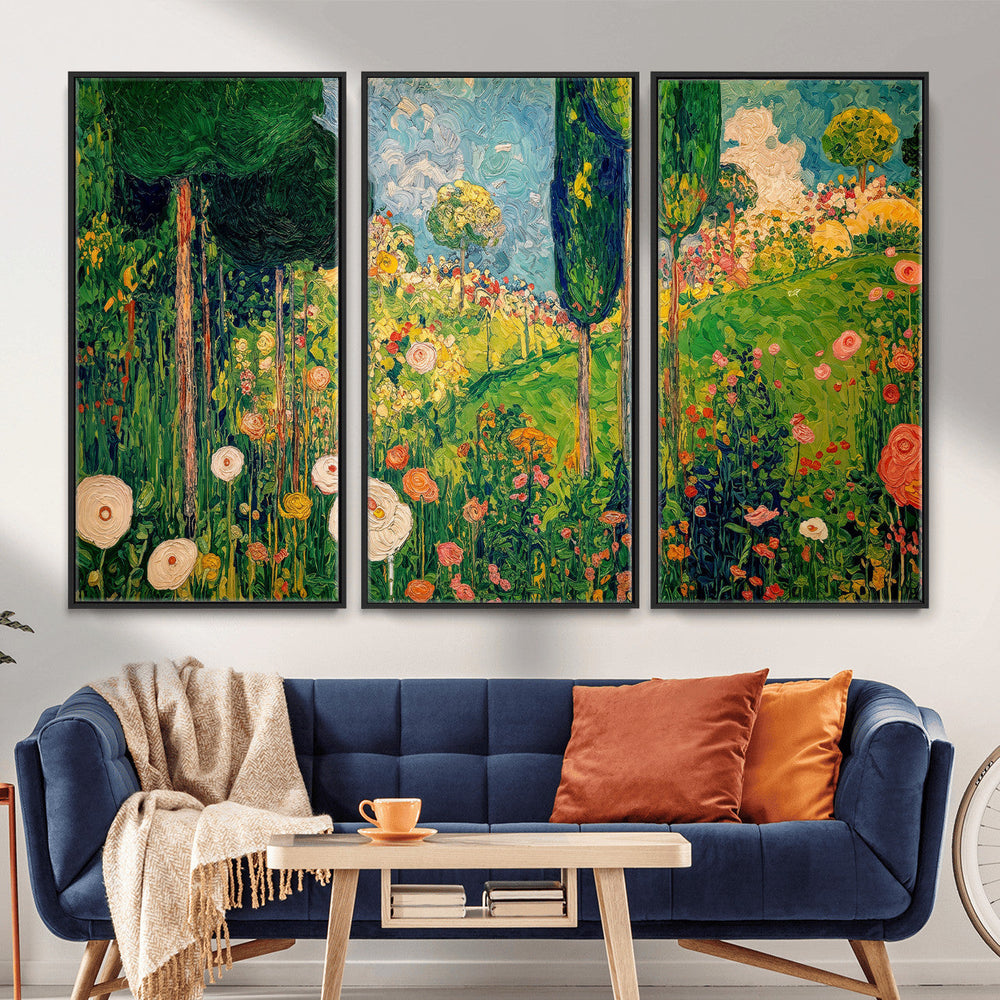 Gustav Klimt Boho Mountain Landscape Large Wall Art,