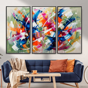 Geometric Abstract Wall Art Canvas Print, Orange Blue